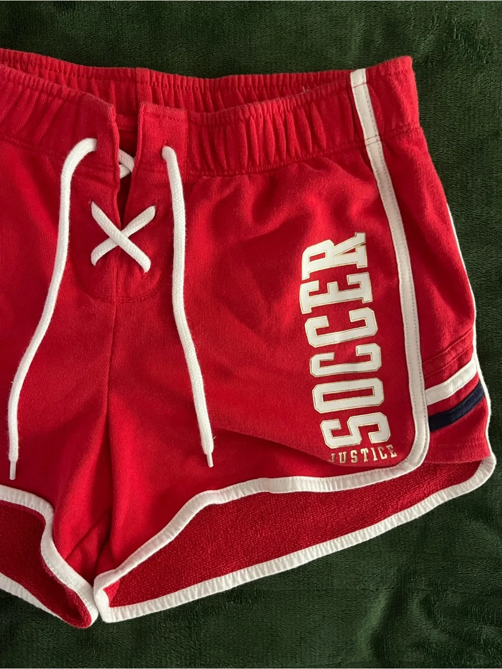 Justice Red Soccer Athletic Shorts with White Trim